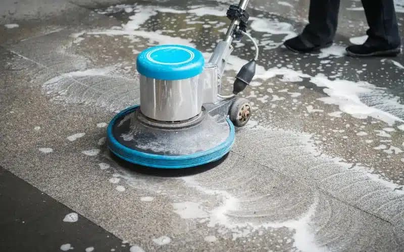 Industrial floor cleaning equipment used by Dania Maids for professional commercial cleaning services in Qatar