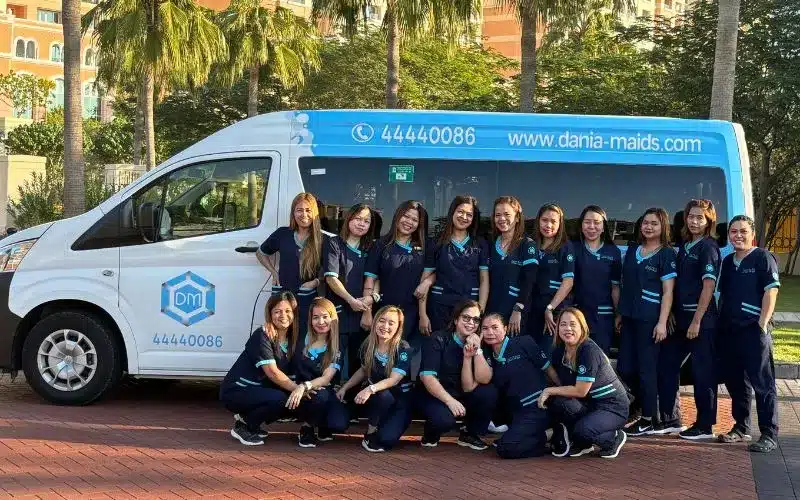 Professional window cleaning service for villas and offices in Doha, Qatar by Dania Maids